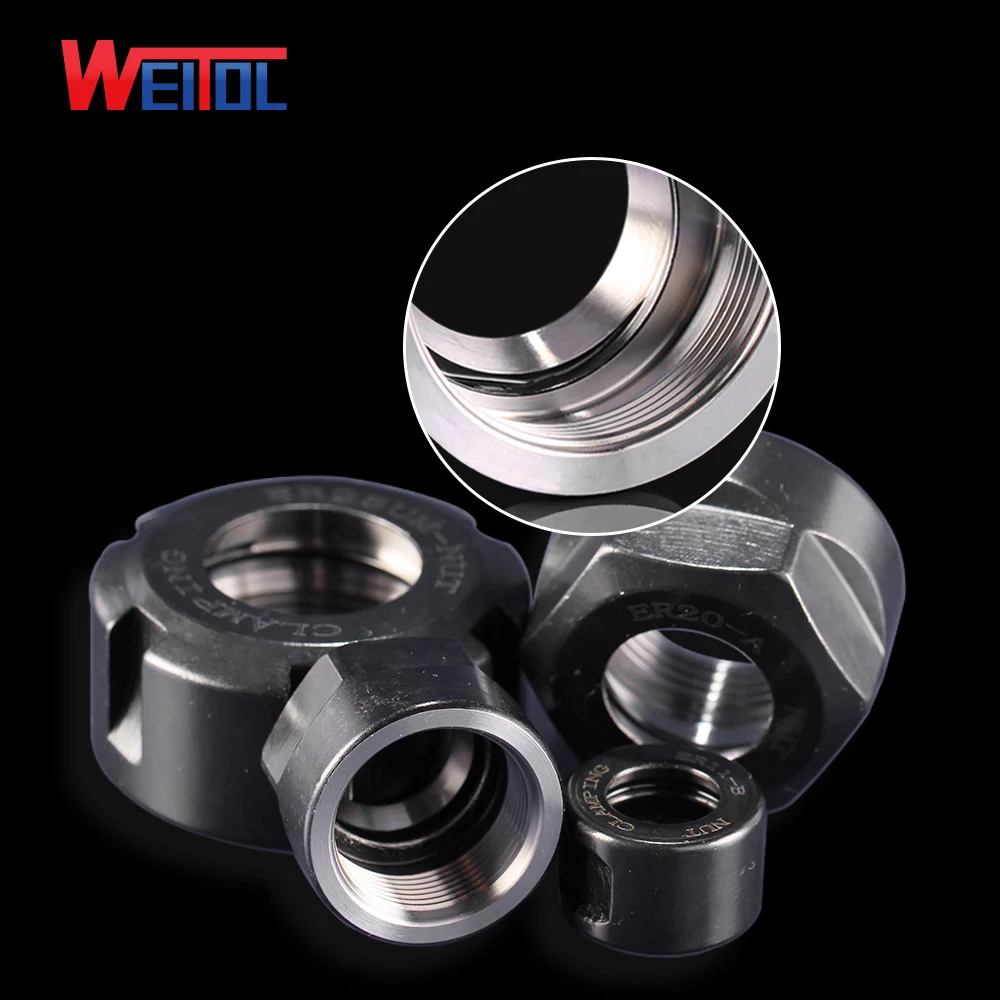WeiTol 1 pcs/lot CNC Collet Chuck Repair Parts High Speed ER11 ER16 ER20 ER25 ER32 Clamping Hex Nuts