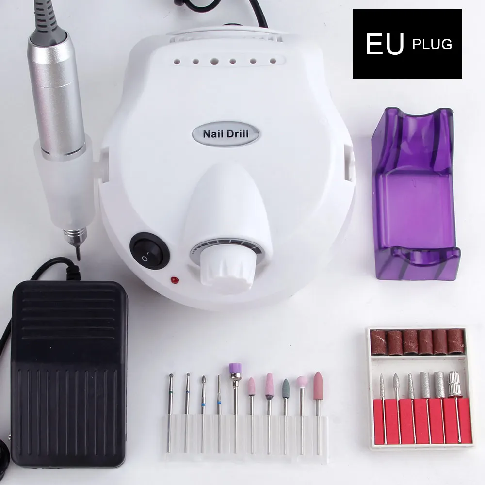 Professional Manicure Machine Apparatus Set Pedicure Electric Nail Drill Bits Ceramic Cutter Nail File Polisher Tool - Цвет: White Set B