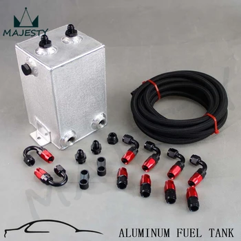

3L Universal Aluminium 3 Litre Swirl Pot 3 L Fuel Sandblasting Surge Tank + Oil/Fuel line + Hose end/Fitting Black