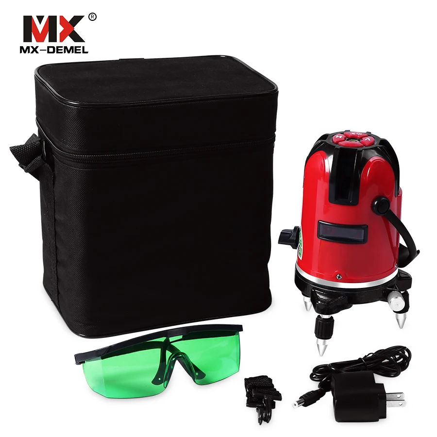 

5 Laser Lines 6 Points 360 Degrees Rotary 635nm Laser Level Outdoor Mode - Receiver And Tilt Slash Available Auto Line
