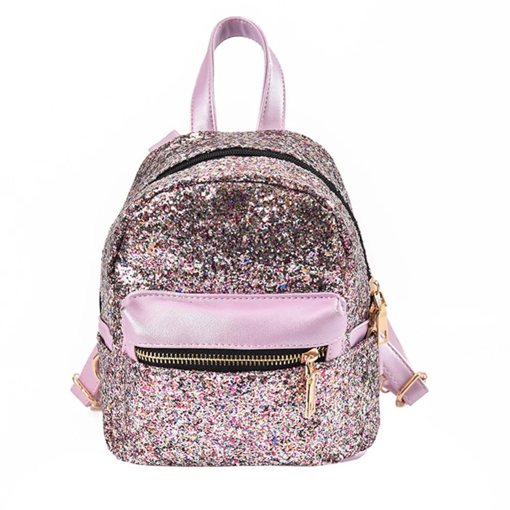 Bling Bling Women's Sequins Pu Leather Backpack Children Backpacks Mini