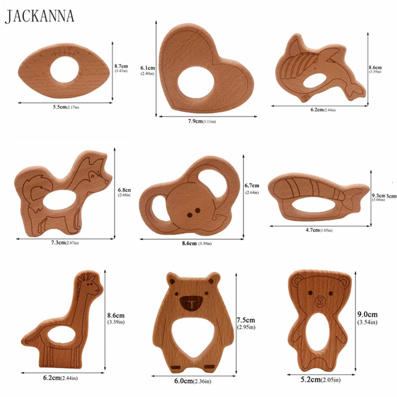 Мультяшный деревянный Прорезыватель для зубов, деревянный Прорезыватель для малышей, игрушка с гравировкой, Прорезыватель для новорожденных детей, детские жевательные игрушки, BPA Free
