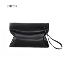 Мужская сумка-клатч из спилка, Большая вместительная мужская сумка-конверт, деловая сумка для мужчин, мужской портфель из мягкой кожи