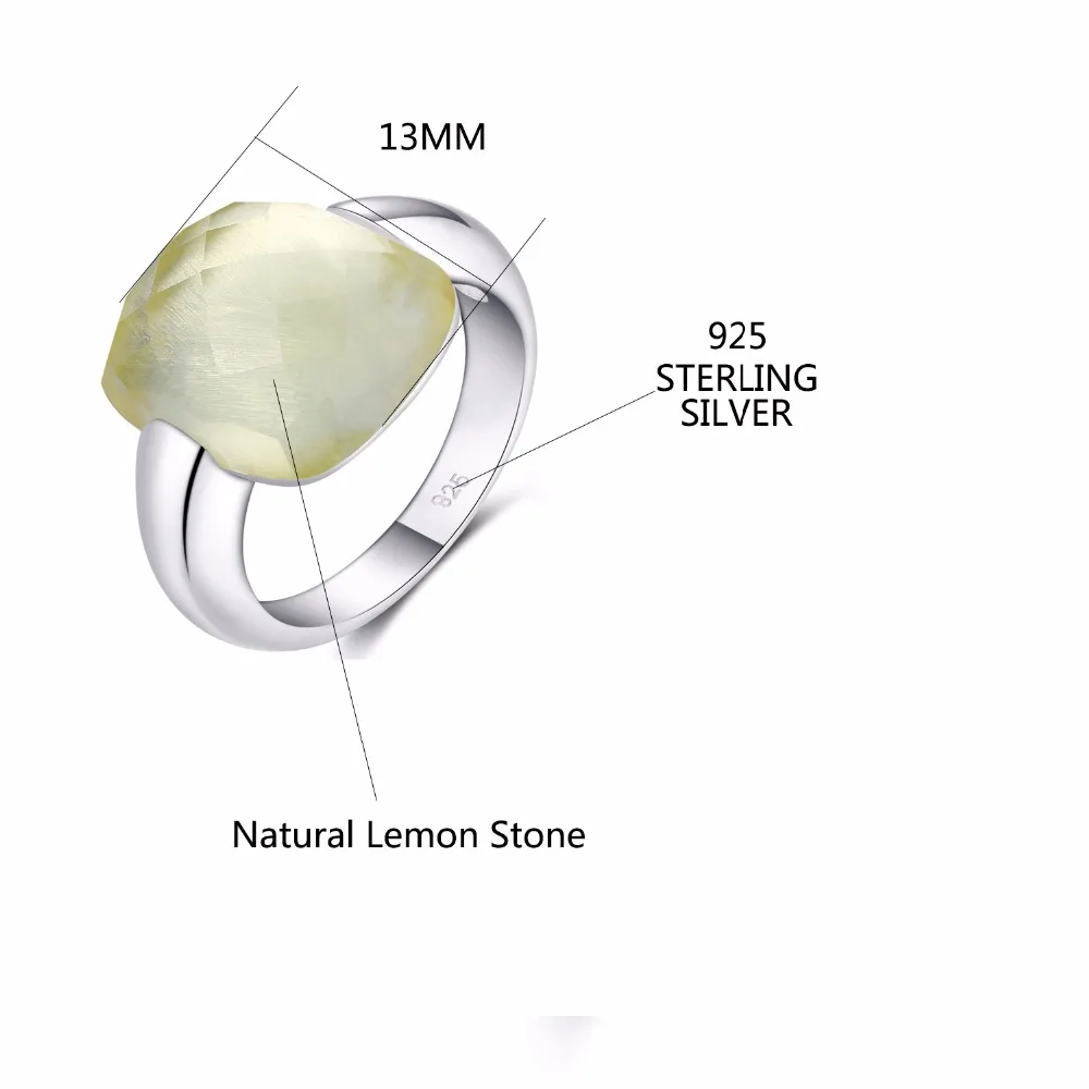 Метжакт натуральный цитрин драгоценный камень 925 пробы серебряные кольца с натуральным лимонным камнем для женщин ювелирные украшения