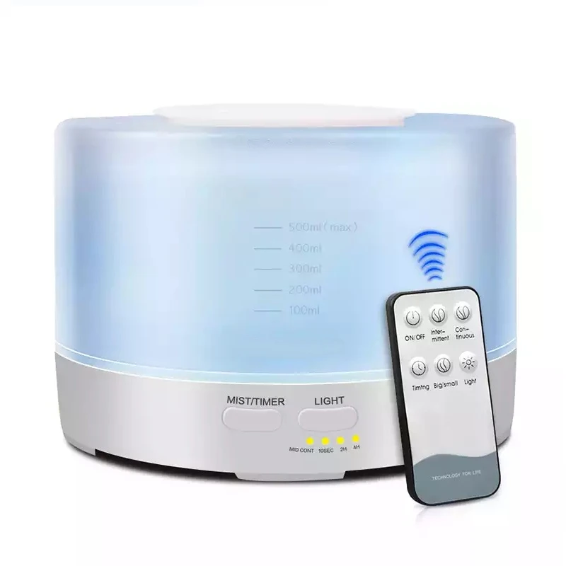 

500ML Essential Oil Aroma Diffuser With Remote Control Aromatherapy Diffuser Wood Grain 7 Color LED Lights For Home Office