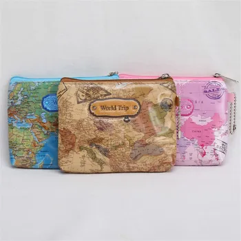 

Non-woven Fabric Zipper 3D Printing Mini World Map Coin Purse Pouch Women Men Casual Zipper Card Dollar Change Bag Case