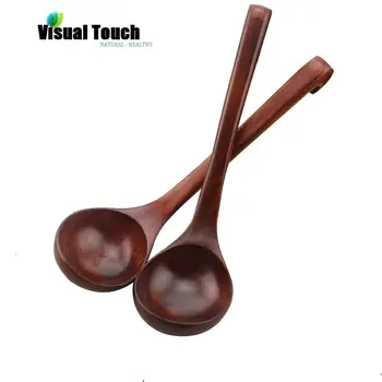 

Visual Touch 28.5*7.5cm Light/Dark Wood Straight Long Handle Wooden Spoon Soup Cooking Spoons Kitchen Utensil Scoop Ladle