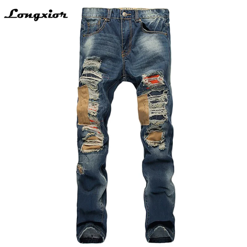 LP72 free shipping 2017 male straight leg denim trousers men fashion