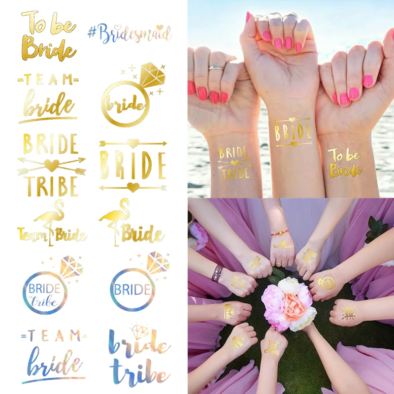 

25pc Bridal Team Bridesmaid Team Temporary Tattoo Bachelor Bride Party Sticker Decoration Flamingo Bridal To Be Party Supplies,B