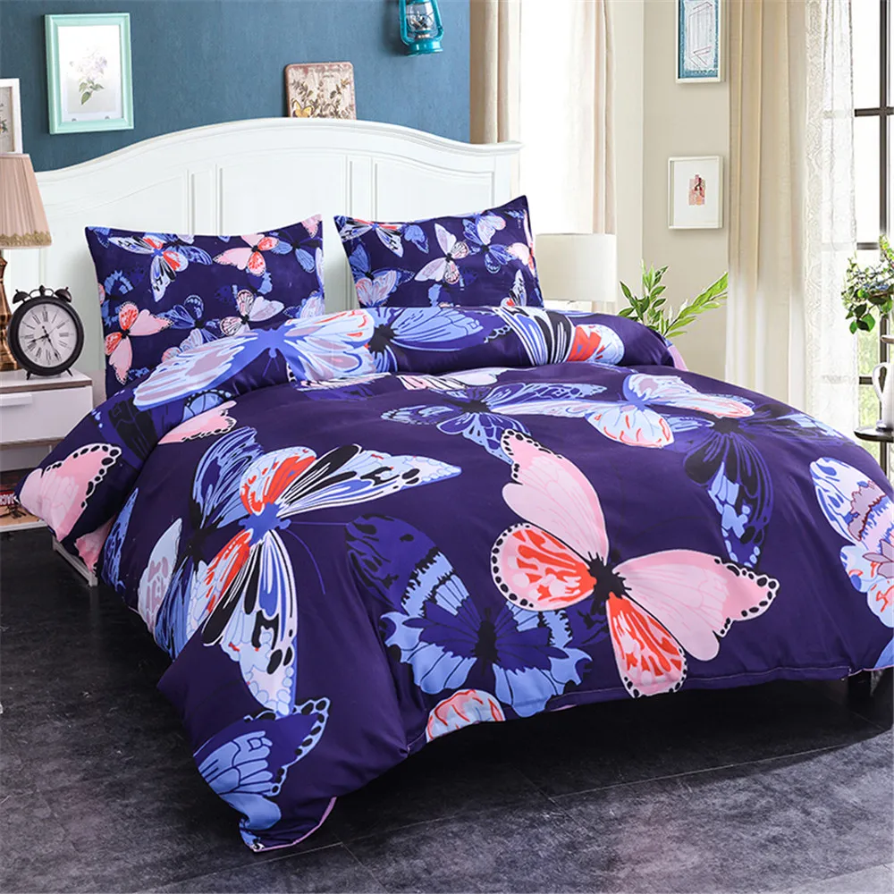 ZEIMON Комплект постельного белья 4 стиля бабочка Семейный комплект включает простыню пододеяльник наволочка девочка детская комната