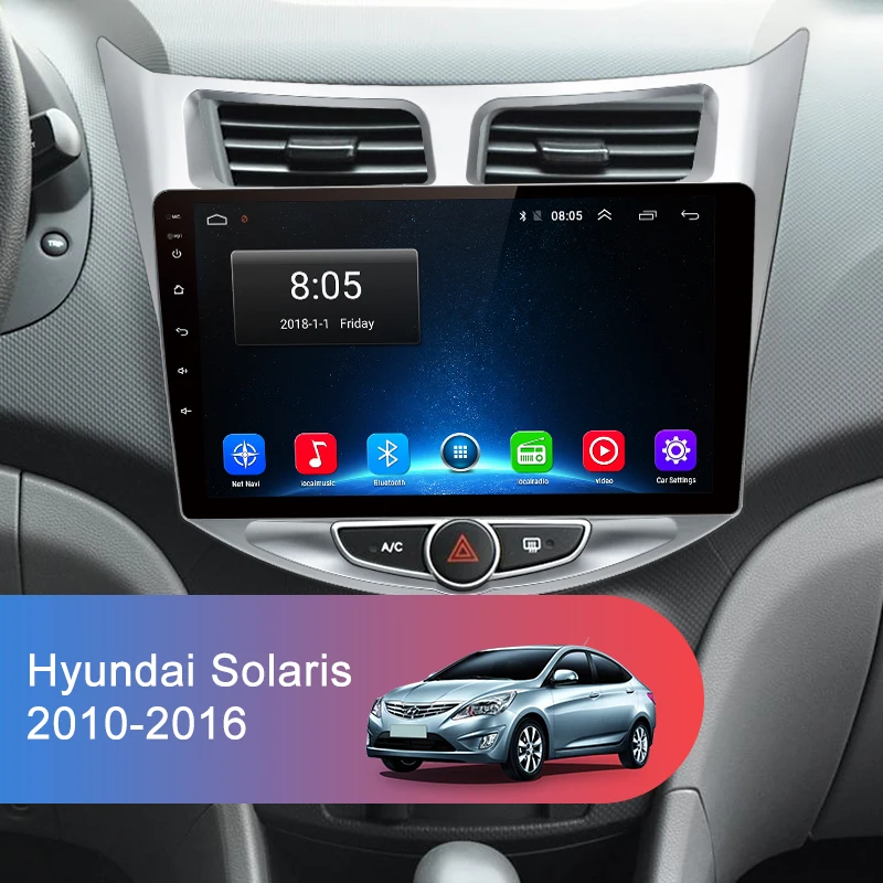 Excellent Junsun V1 2G+32G Android 8.1 For Hyundai Solaris Accent i25 2010-2016 Car Radio Multimedia Video Player Navigation GPS 2 din dvd 1