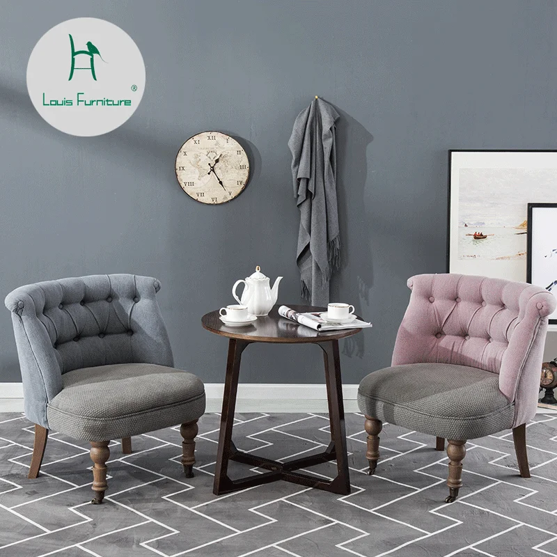 

Louis fashion Dining Chairs Nordic small sofa balcony leisure American luxury ins cloth stool lazy man back tiger single