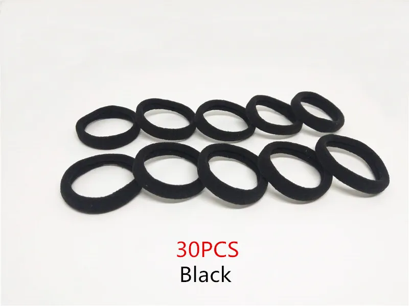 30Pcs Women Girls High Elasticity 4cm Medium Thick Rolled Towel Hair Rope Candy Solid Color Rubber Band Ring Ponytail Holder