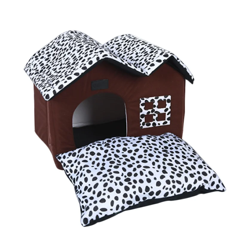 Домик для домашних животных складная кровать с ковриком мягкая зимняя подушка для софа для собак и щенков домик Питомник Гнездо для собаки кошки кровать две крыши