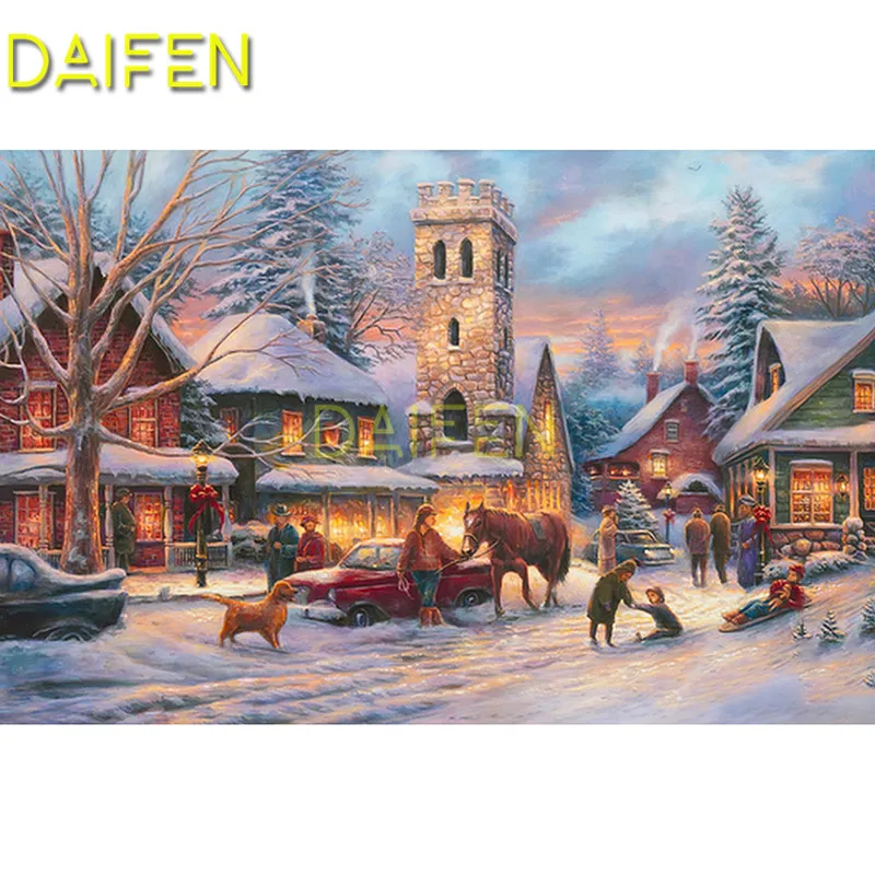 

5D DIY Diamond painting Full Round Diamond embroidery Cross stitch Full Square Diamond mosaic snow horse car church dog new year