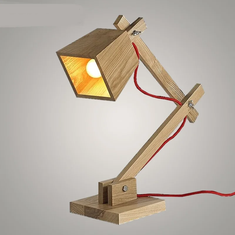 solid wood table lamp creative desk 