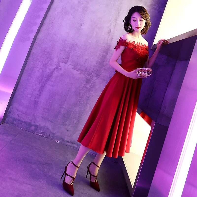Платье нарядное платье для невесты банкет Vestido короткие платья для выпускного вечера Пышное платье красные платья подружки невесты TS902