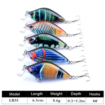 

5Pcs/lot Minnow 6.5cm 8.6g Hard Fishing Lures Crankbait 0.3m-1.2m Floating Wobblers Best Crank Hard Bait for Sea Carp Fishing