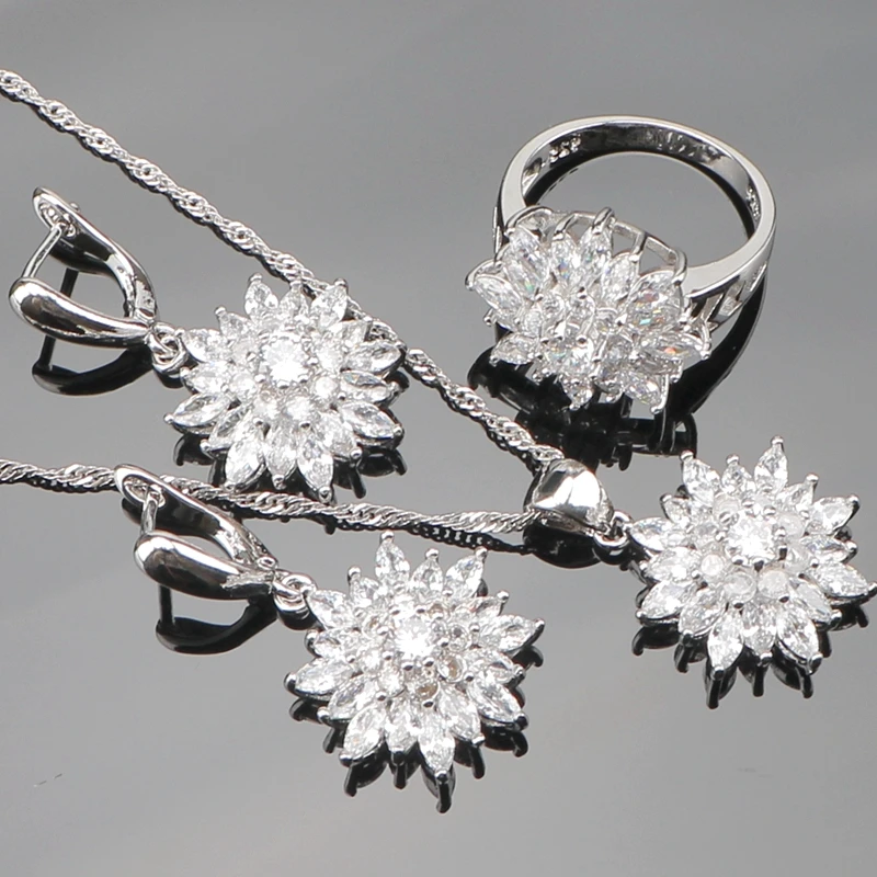 Silver 925 Bridal Costume Jewelry Sets Women Wedding Jewellery With