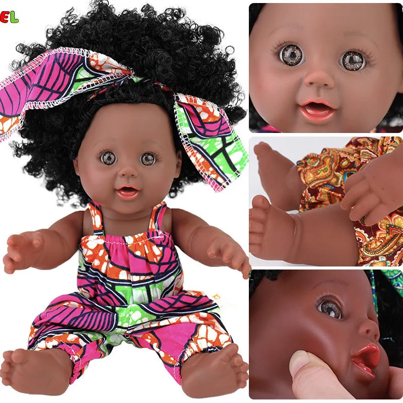 

Afro purple! doll reborn lifelike pop dolls for girls 30cm black dolls silicone Rapunzel baby doll alive toy boy kid poupee