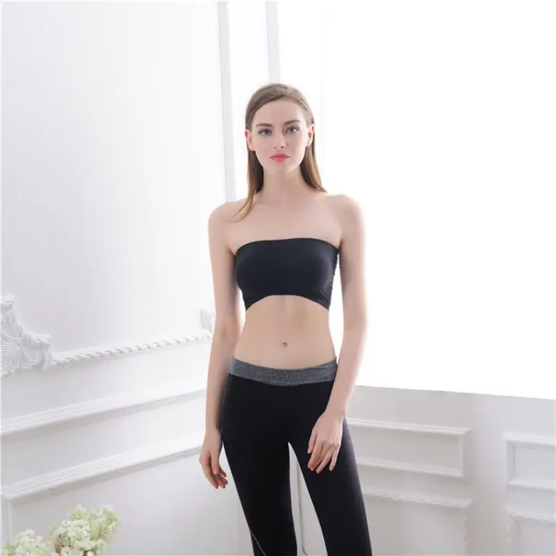 Для женщин Беспроводной бары твердой съемные подушечки Bandeau бесшовный укороченный спортивный бюстгальтер для девочек переходного