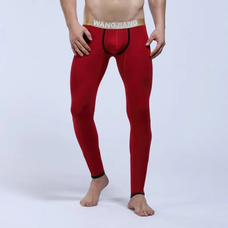 WJ Брендовые мужские кальсоны мужские теплые брюки тонкая эластичная линия мужской моды хлопок печати сексуальное нижнее белье Обтягивающие Леггинсы кальсоны