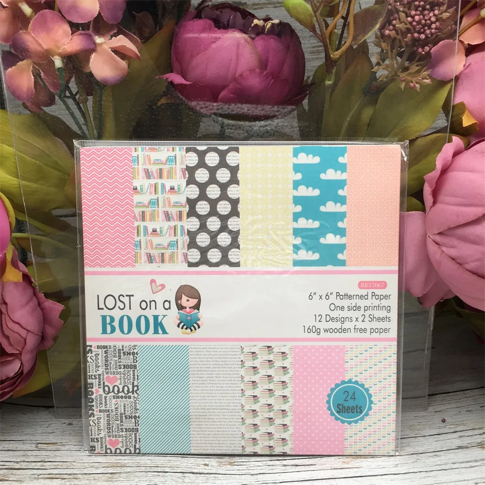 

24pcs/Pack 6*6inch 15.2cm Lost on Book Patterned Paper Pack for Scrapbooking DIY Happy Planner Card Making Journal Project