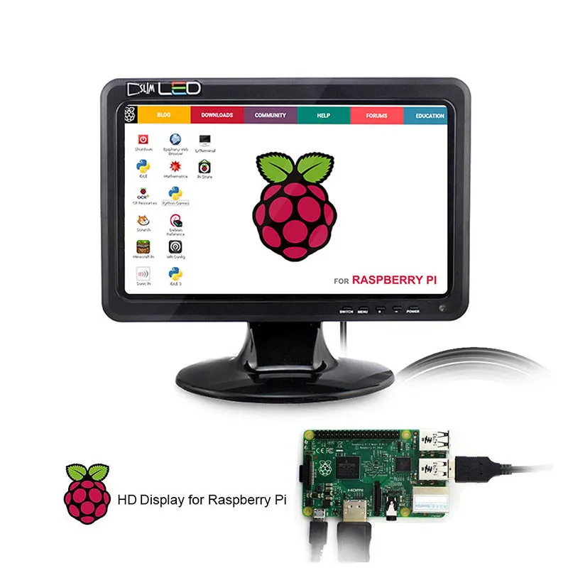 Elecrow 10,1 дюймов портативный HD дисплей для Raspberry Pi 3 HDMI 1024x600 1080P VGA HD светодиодный ЖК-экран портативный монитор