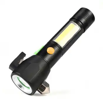 

Powerful led flashlight USB Charge T6+COB LED Flashlight Escape Hammer XML Torch Lamp 18650 3 Modes usb rechargeable #3o8