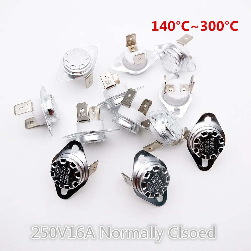 

20Pcs KSD301/302 140 150 160 ~300 degrees Celsius Normal Close NC Temperature Controlled Switch Ceramics Thermostat 250V 16A