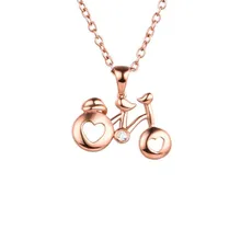 Romantic Cute Valentine Days Gifts Bike Heart Pendant Love Necklace Accessory Fashion Women 18K Gold Jewelry Collares mujer 1G Romantic Cute Valentine Days Gifts Bike Heart Pendant Love Necklace Accessory Fashion Women 18K Gold Jewelry Collares mujer 1G