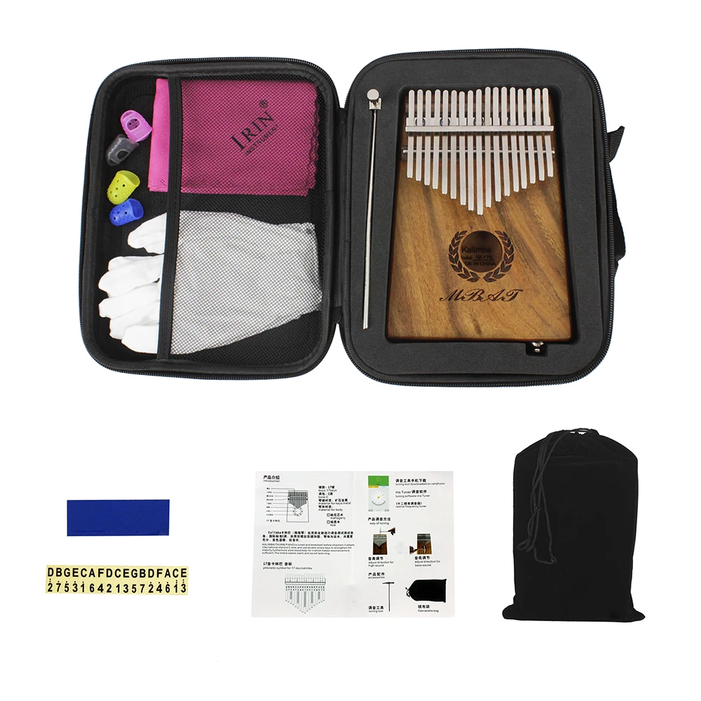 

17-key Kalimba Thumb Piano Mbira Hawaiian Koa Wood Built-in Pickup EQ With 6.35mm Speaker Interface Thumb Piano Set Kalimba Set