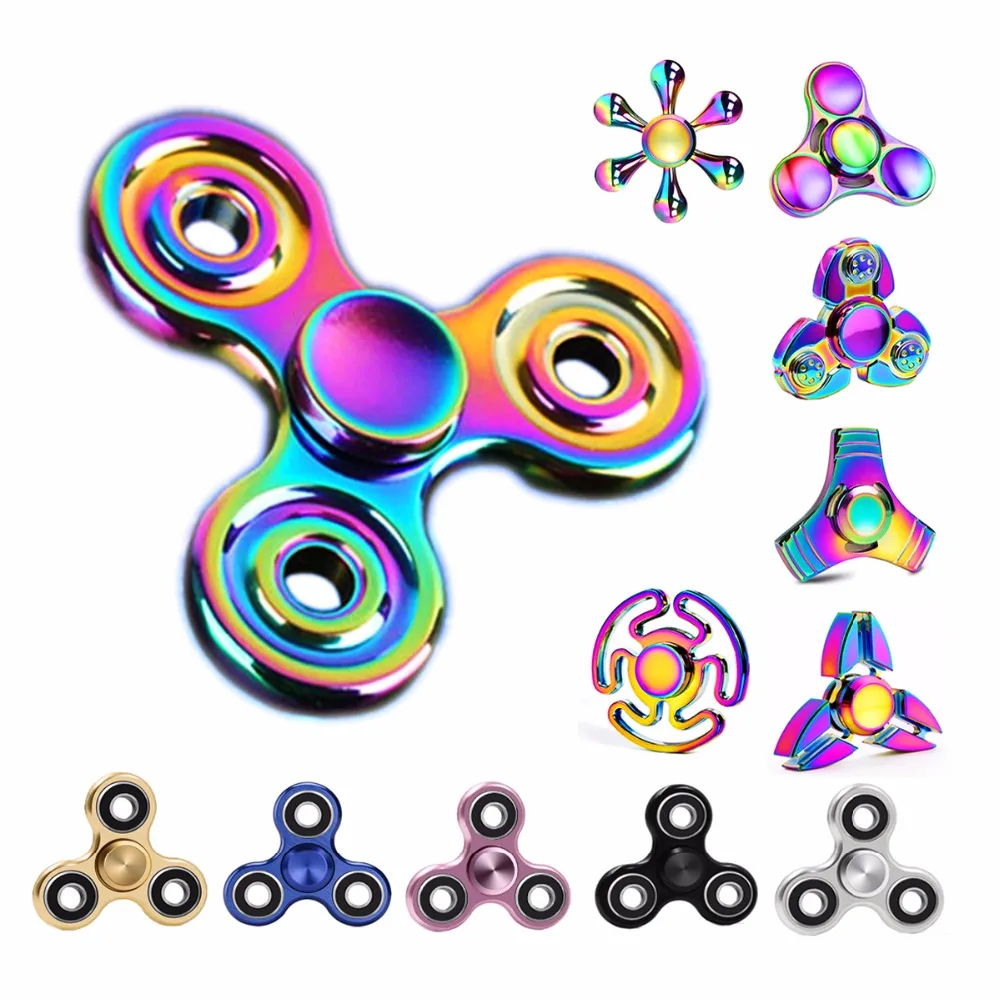 

18 Colors Metal Fidget Spinner Rainbow Hand Tri-Spinner Adult Ball Flower Round Colorful Toy Kid Toy Child Gift Gyro
