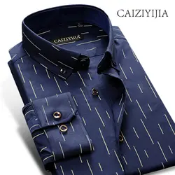 Caiziyijia Лидер продаж мужская рубашка с длинным рукавом 2018 Новое поступление в полоску Повседневная рубашка модный бренд Camisa masculina плюс