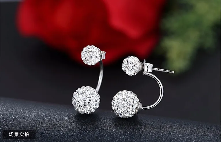 Promotion 925 sterling silver fashion U bend earring shiny Shambhala ladies`stud earrings jewelry allergy free wholesale