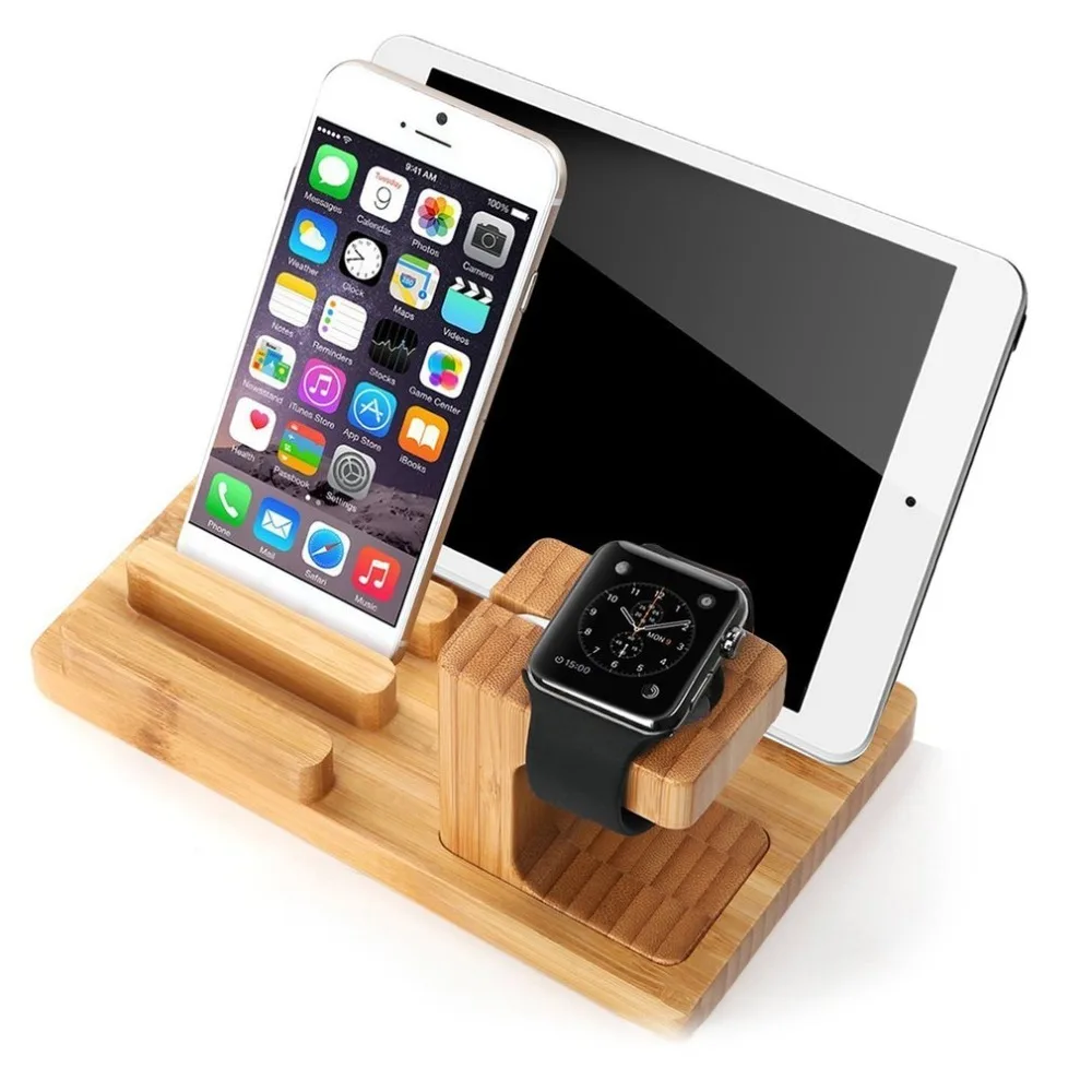 Multifunctional Design Wood Stand Charging Dock for