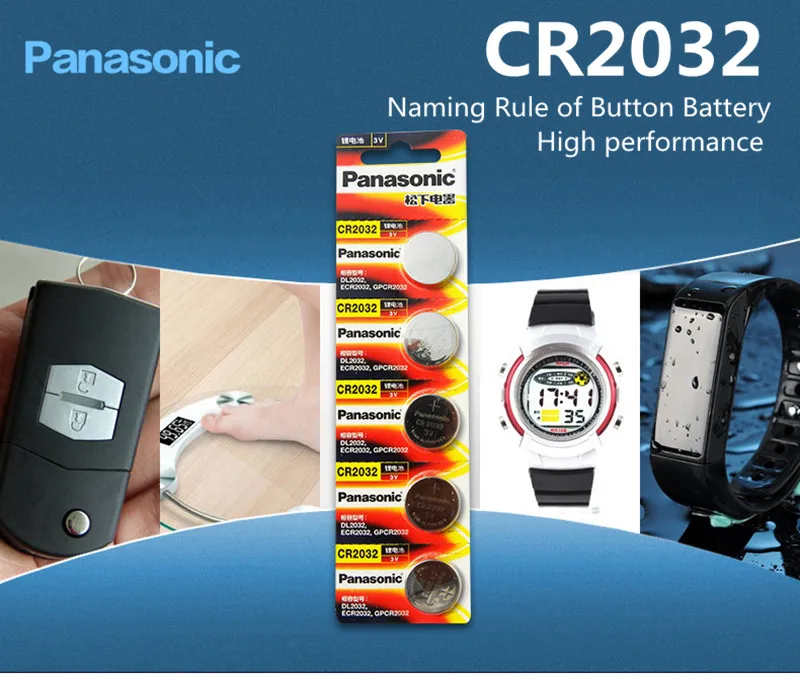 Panasonic original 200 pçslote cr 2032 botão