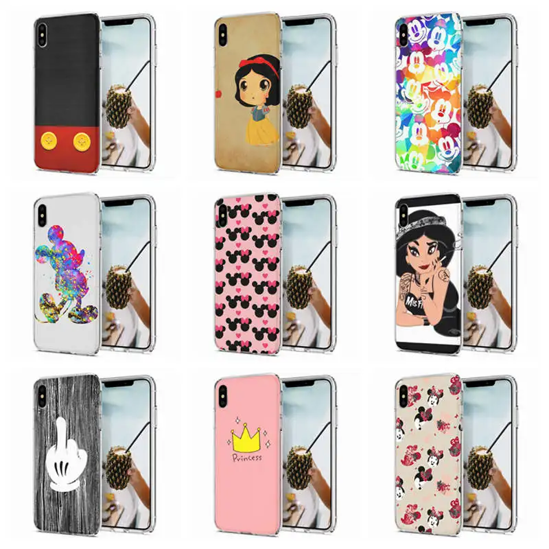 Soft Phone Case For iPhone 6 7 XS Max Covers TPU Colorful Princess Mickey Minnie Pattern Fundas X XR F091 |