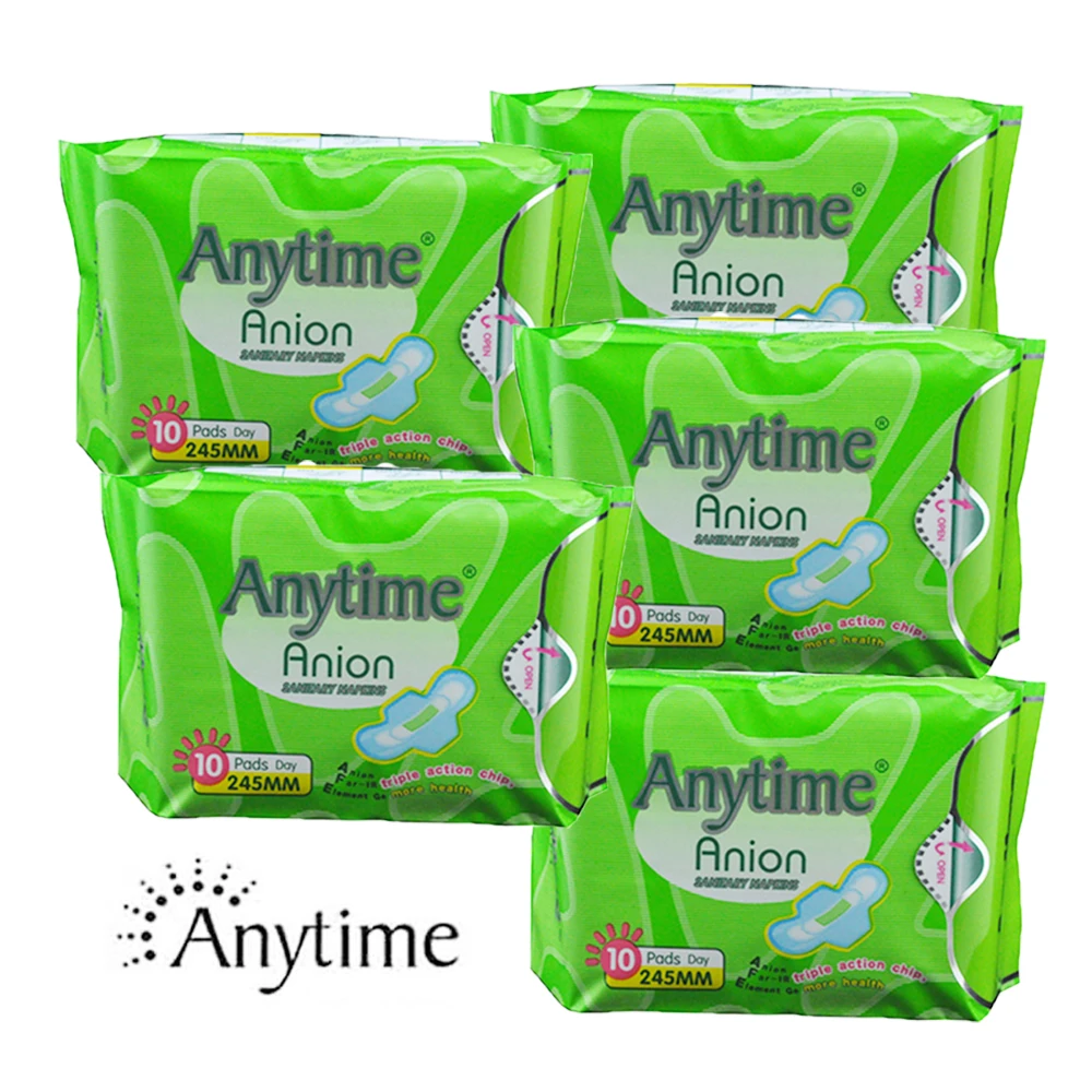 

sanitary napkin 5 Pack feminine organic anion pads negative ion sanitary pads active oxygen menstrual pads