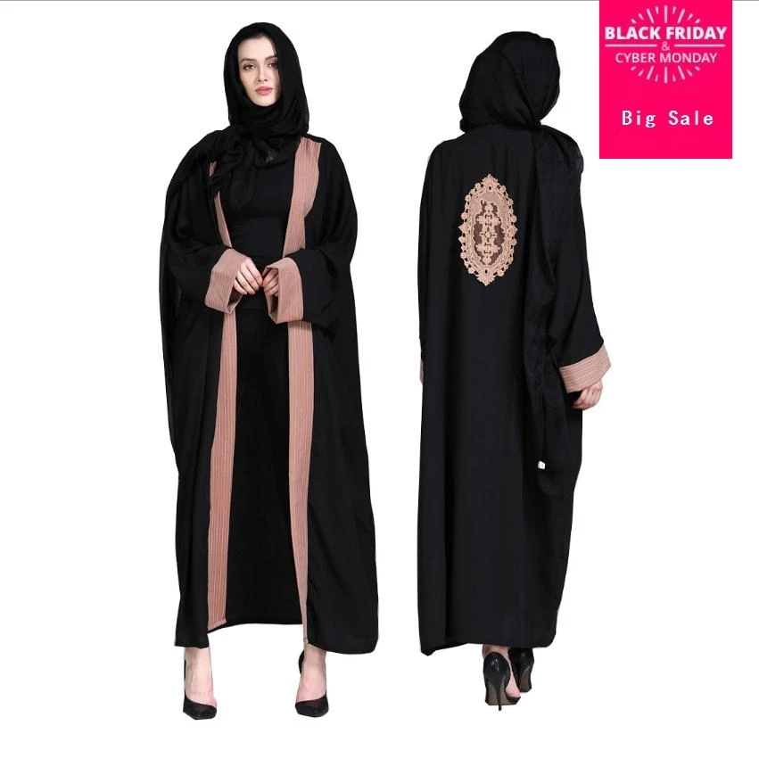 Wholesale Plus size embroidery hit color muslim abaya Female Muslim