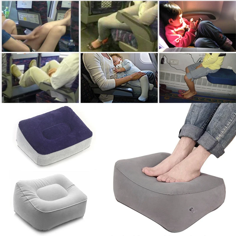 ПВХ Флокирование 2 цвета надувная подушка для ног Подушка для автомобиля Поезд офис полеты портативный удобный