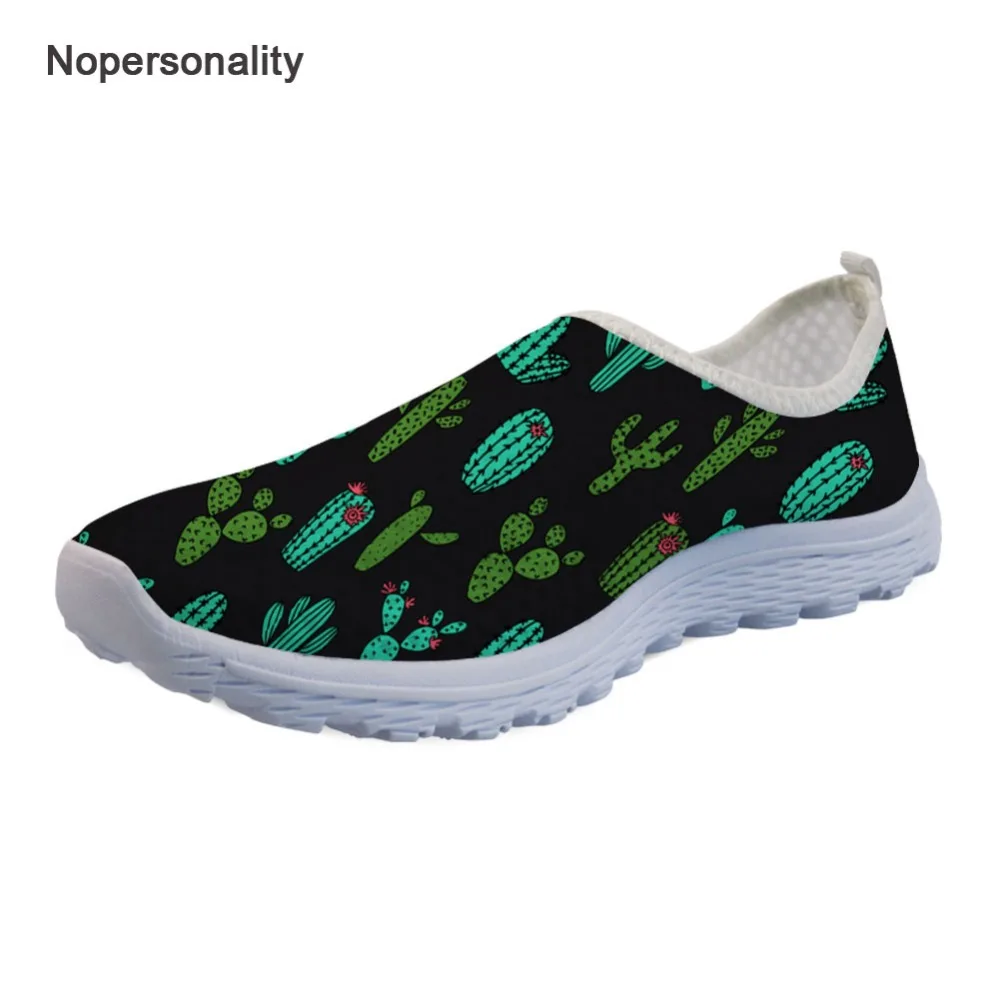 

Nopersonality Casual Cactus Print Slip-on Mesh Shoes for Women Breathable Female Ladies Mesh Sneakers Spring Summer Shoes