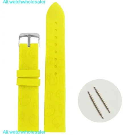 20mm Yellow Hello Cartoon Silicone Jelly Lady Watch Band Straps WB1086C20JB