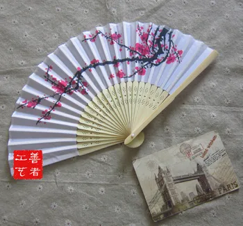 

Free Shipping Cherry Blossom Silk Folding Hand Fan with Plum Blossom printed
