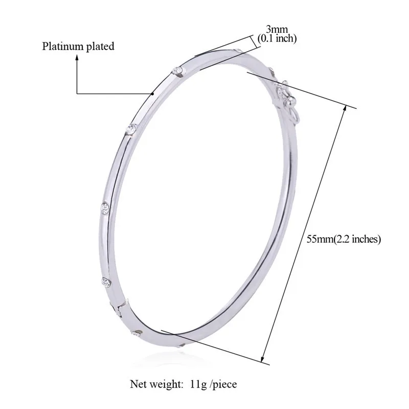 U7 Кристалл Браслеты Ювелирные Изделия Позолоченный Стразы Бесконечный Браслет Для Женщин Подарок H3016 - Окраска металла: Платиновое покрытие