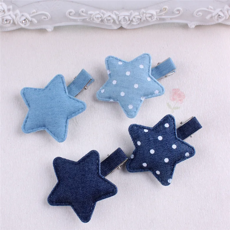 Denim Little Star Hair Clip For Baby Girls Polka Dots Hairpin Barrettes