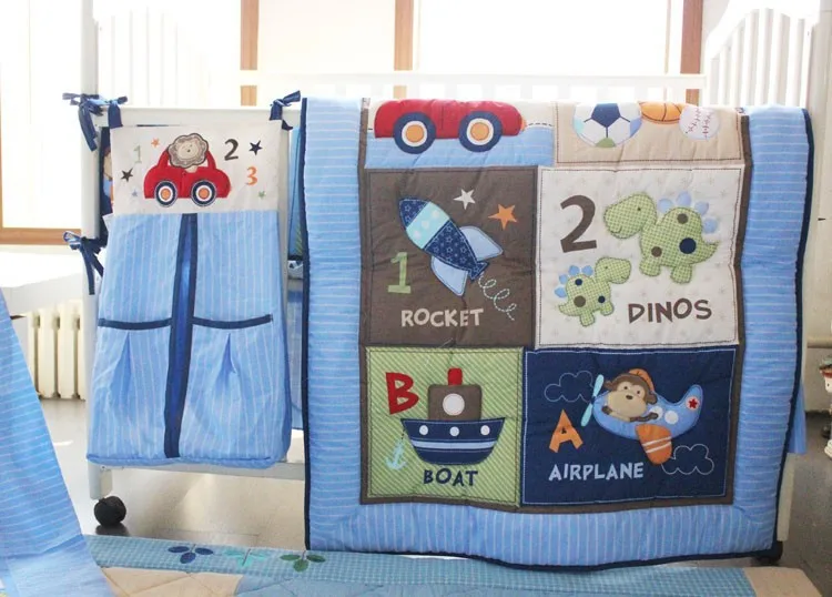 2015 Selling Baby Boy Bedding Set 100 Cotton Embroidery Car Sea