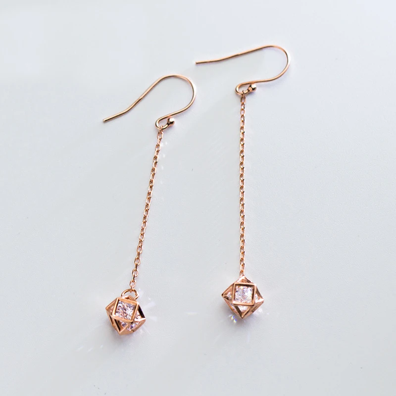 

MloveAcc Luxury 925 Sterling Silver Earrings Long Tassel Crystal CZ Drop Earrings for Women Sterling Silver Jewelry