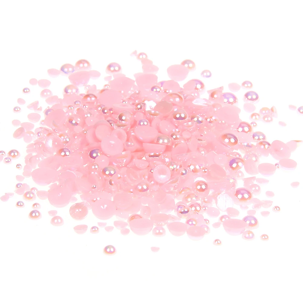 2-5 мм и смешанные размеры светлый розовый с напылением АВ смолы полукруглый Ремесло ABS имитация жемчуга бусины для украшения ногтей рюкзак дизайнерские украшения