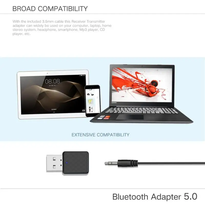 KN322 беспроводной bluetooth-приемник передатчик ключ стерео аудио Музыка 3,5 мм Aux USB BT 5,0 адаптер для компьютера динамик MP3
